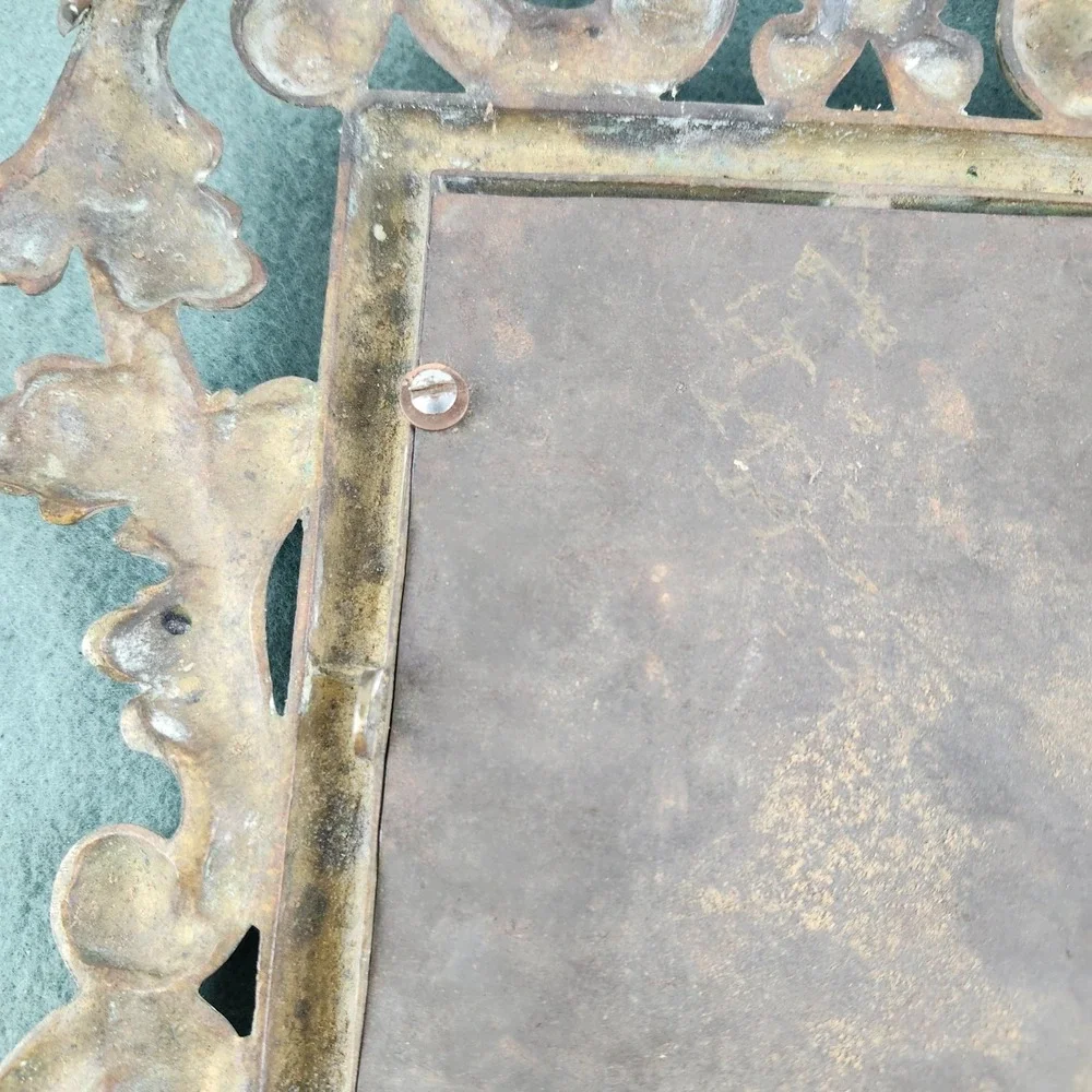 Sweet Antique Cast Gilded Brass Baroque Florentine Picture Photo Frame Rococo